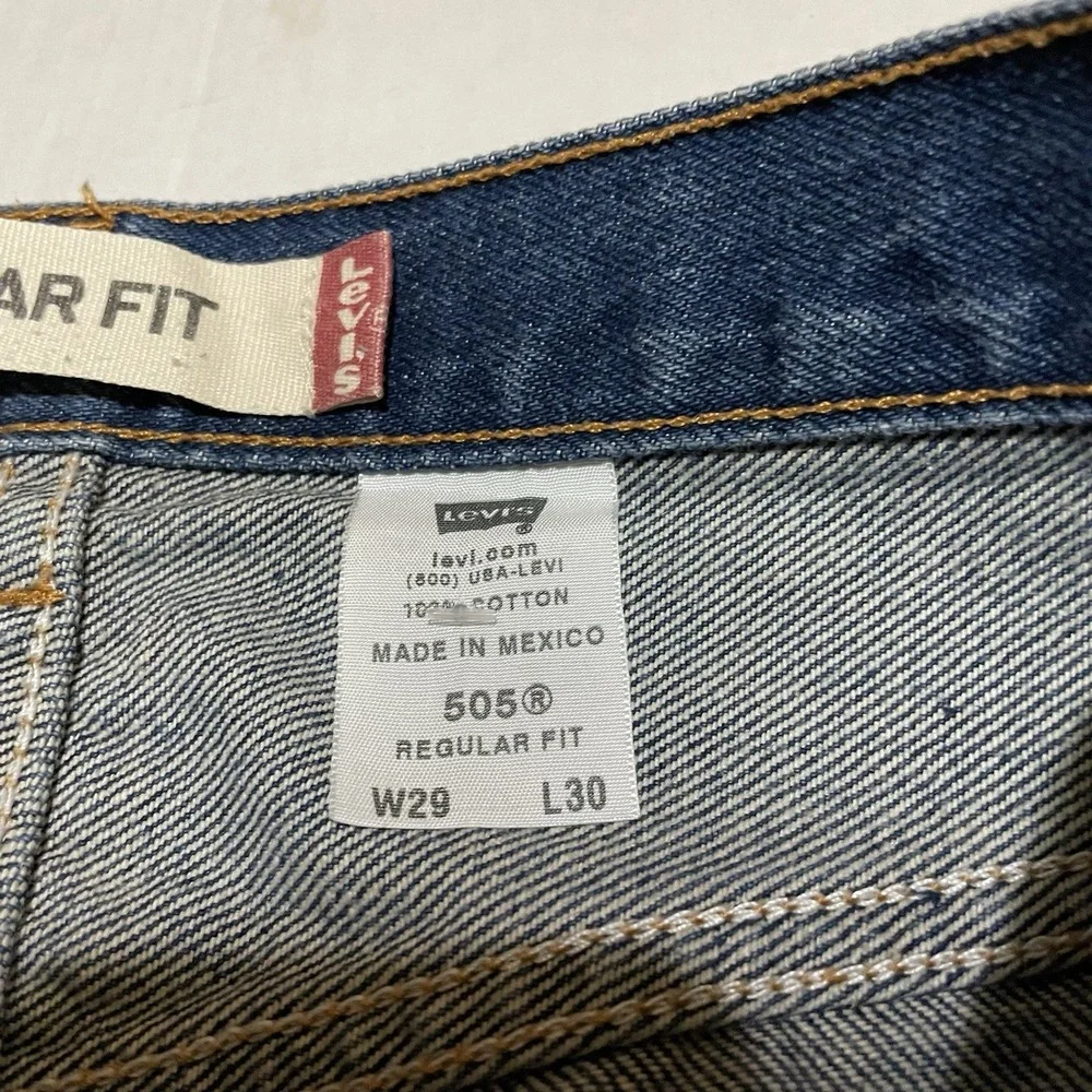 Levi's 505 Regular Fit Men's Jeans W29 L30 Dark Wash Straight Leg Made Mexico